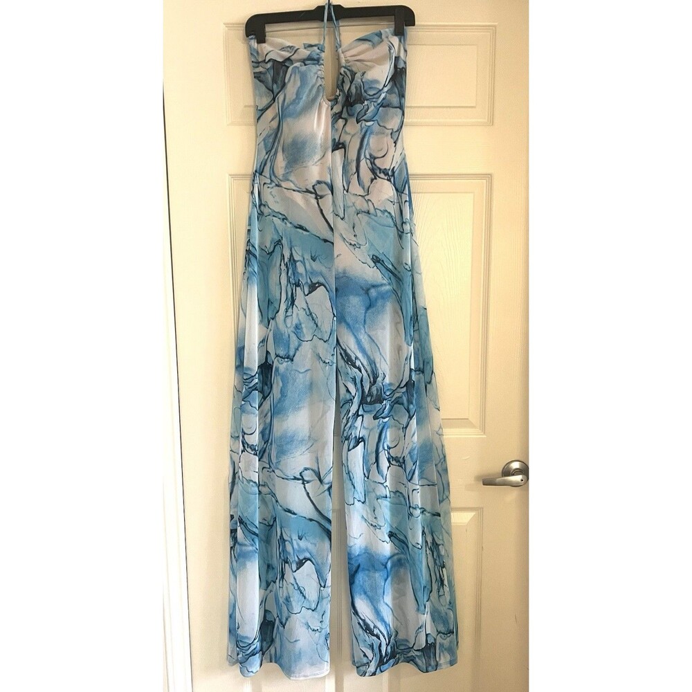 Fashion Nova Theya Halter Jumpsuit Bodysuit Lined L Sheer Beach Summer Wear NWT